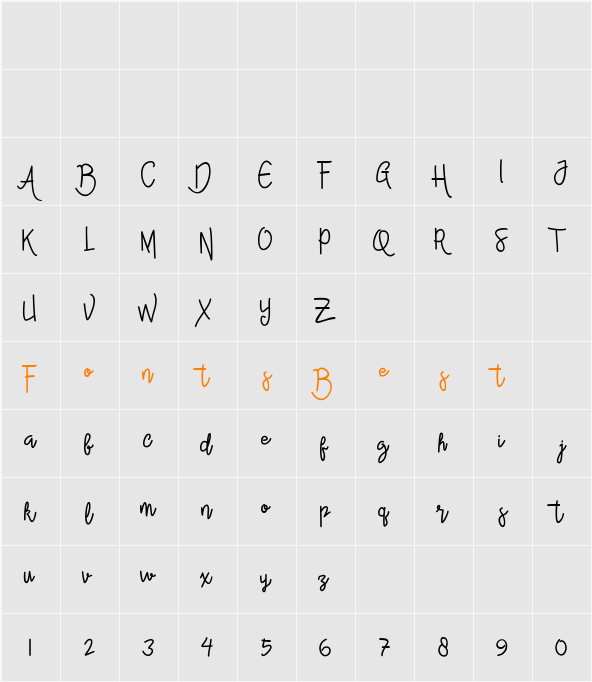 Alleana Script Character Map