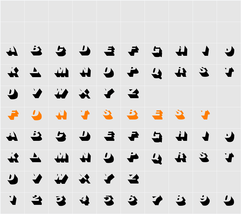 BigShadows Character Map