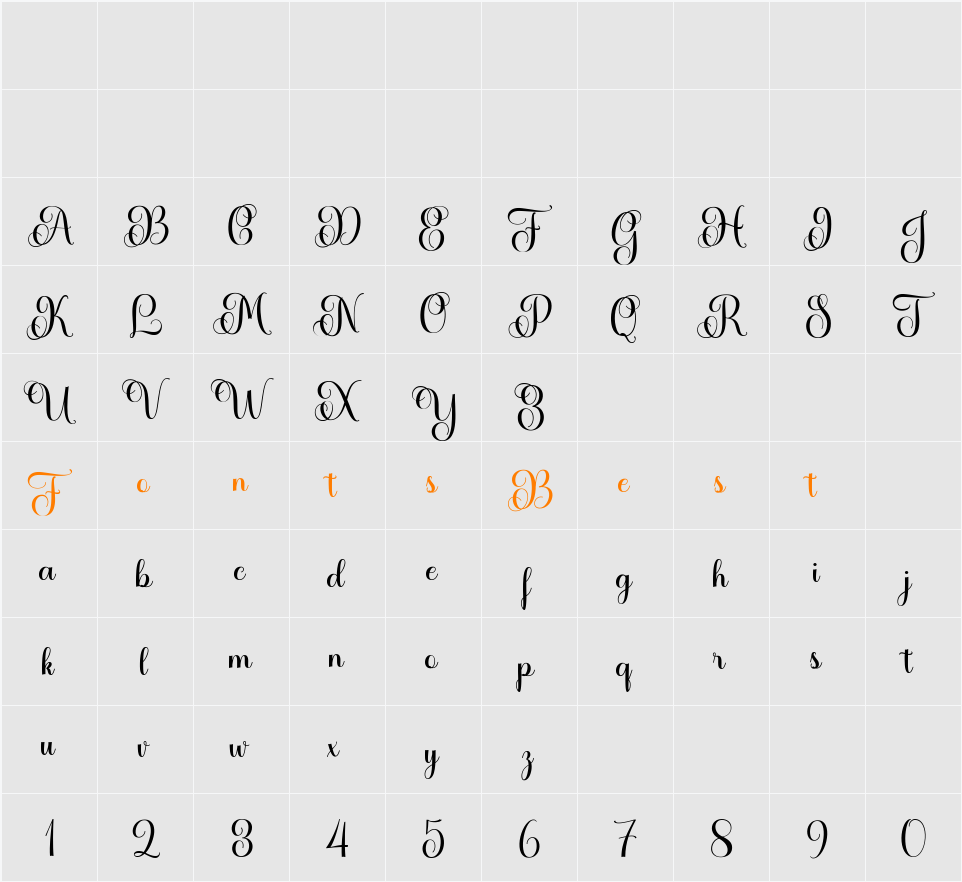 Baliana Character Map