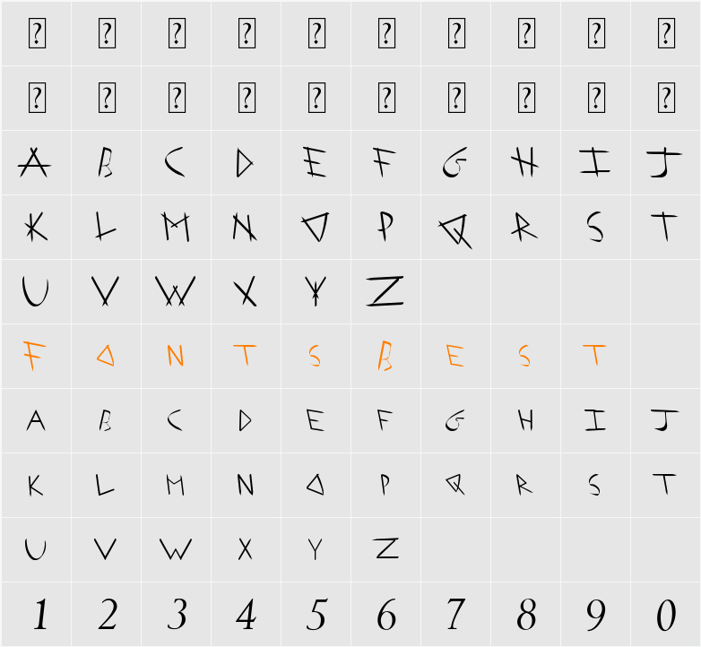 Arrowhead I Shaha Character Map
