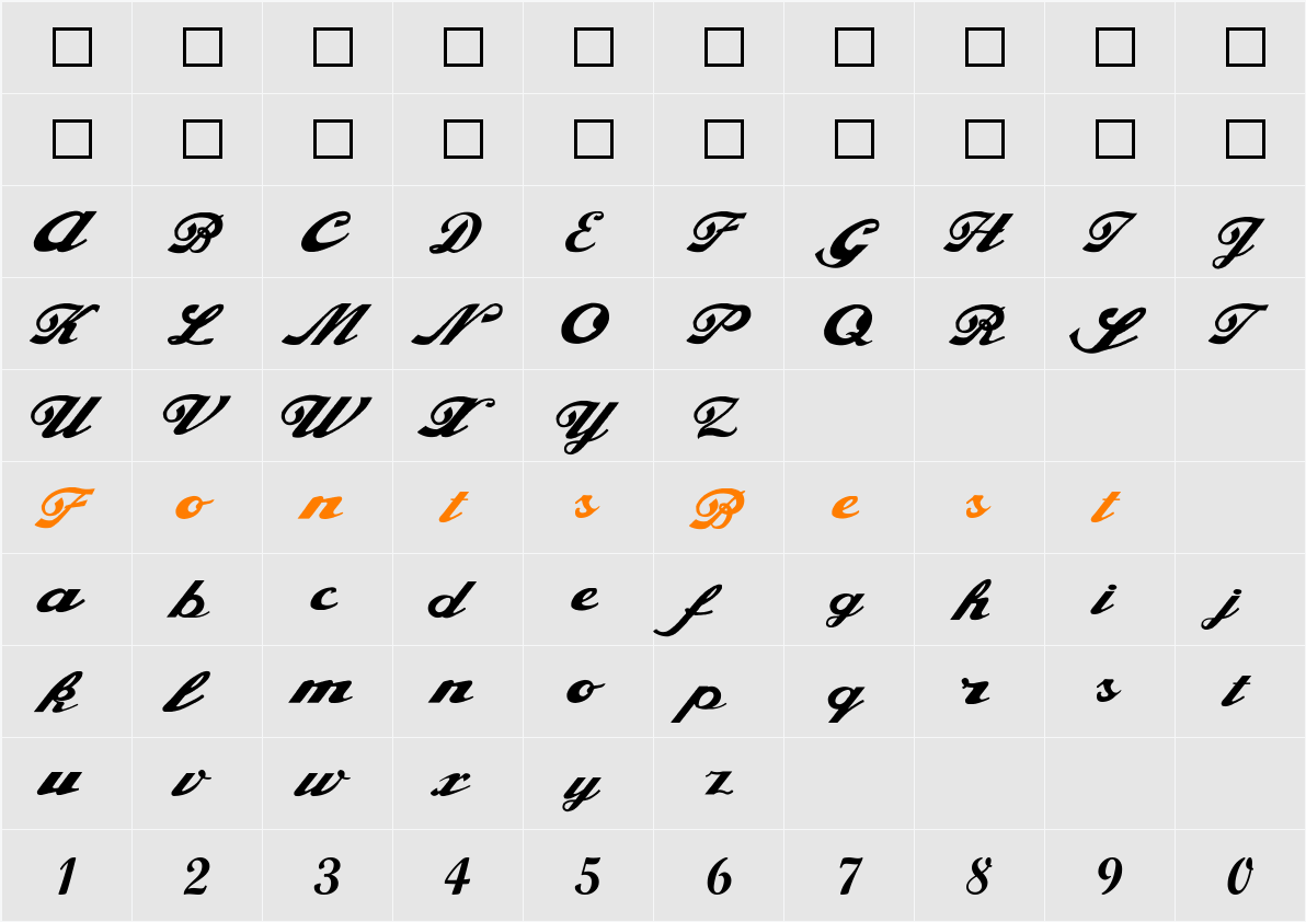 Alfaowner Script Character Map