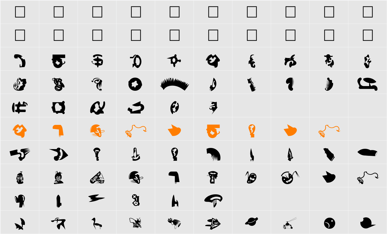 FellaParts Character Map
