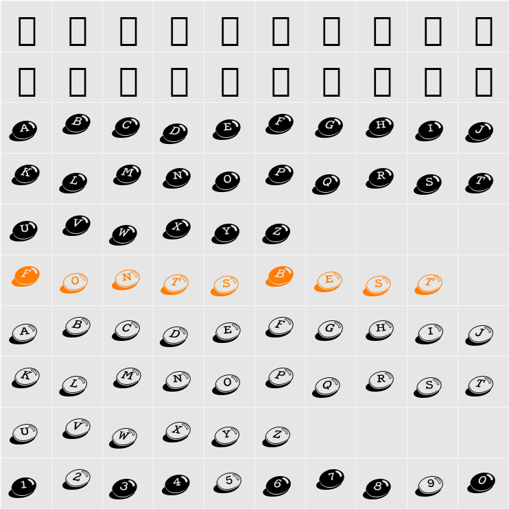 CandyBits BT Character Map