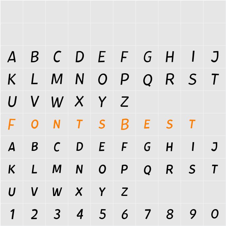 Kurri Island Caps Italics Thin Character Map