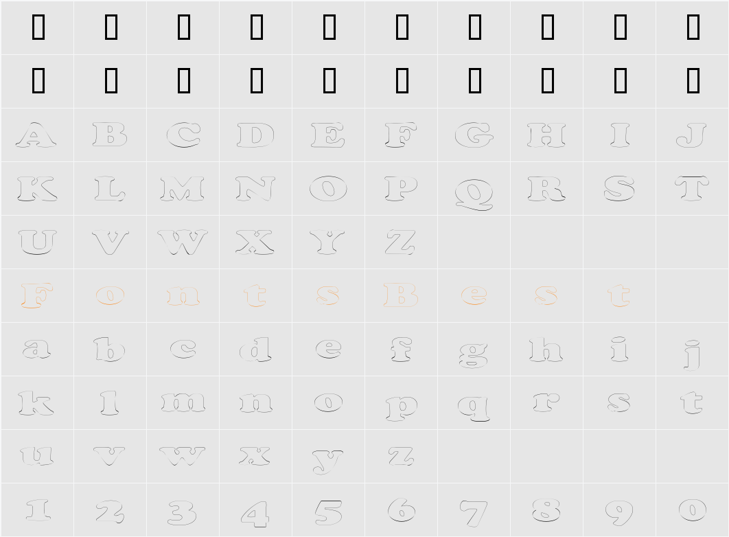 CopperfieldOutlineExtended Character Map
