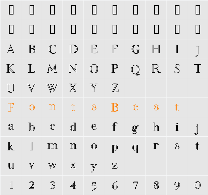 Felina SerifInline Character Map