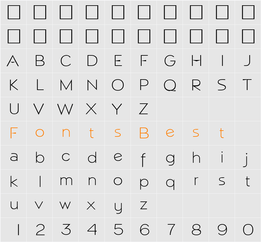 Napoli-Xlight Character Map
