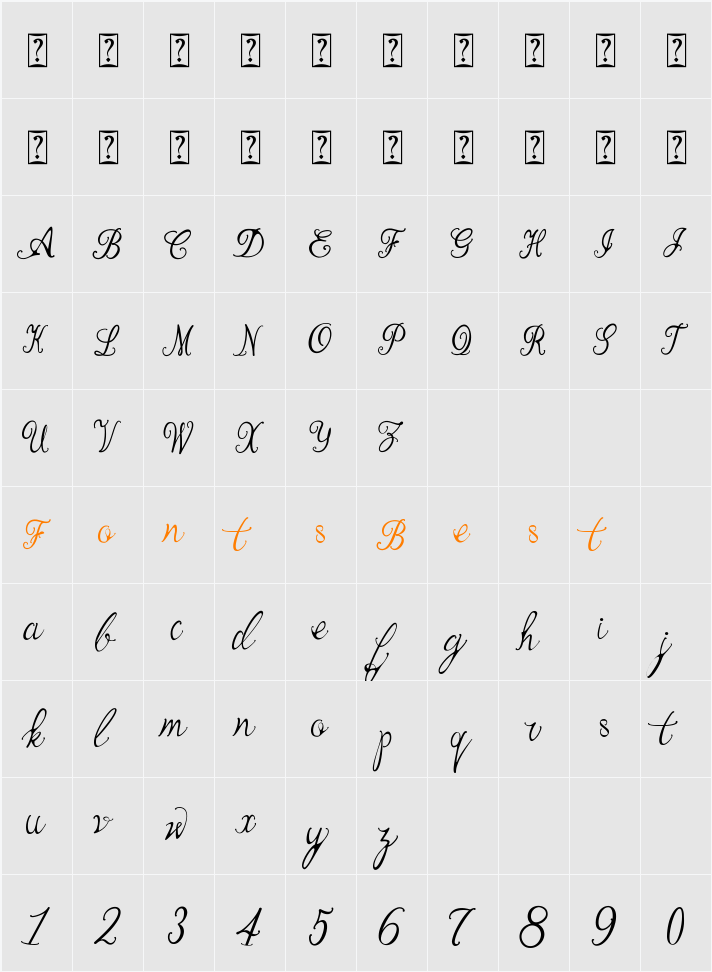 Bernadine Script Character Map