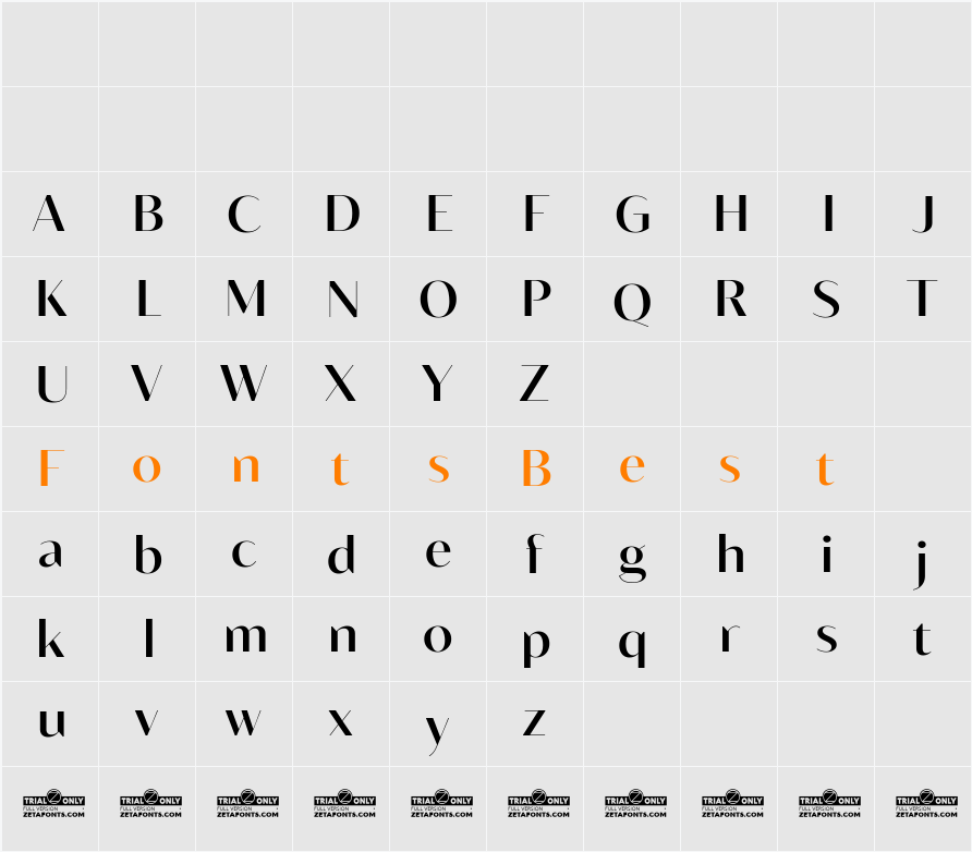 Blacker Sans Display Trial Character Map