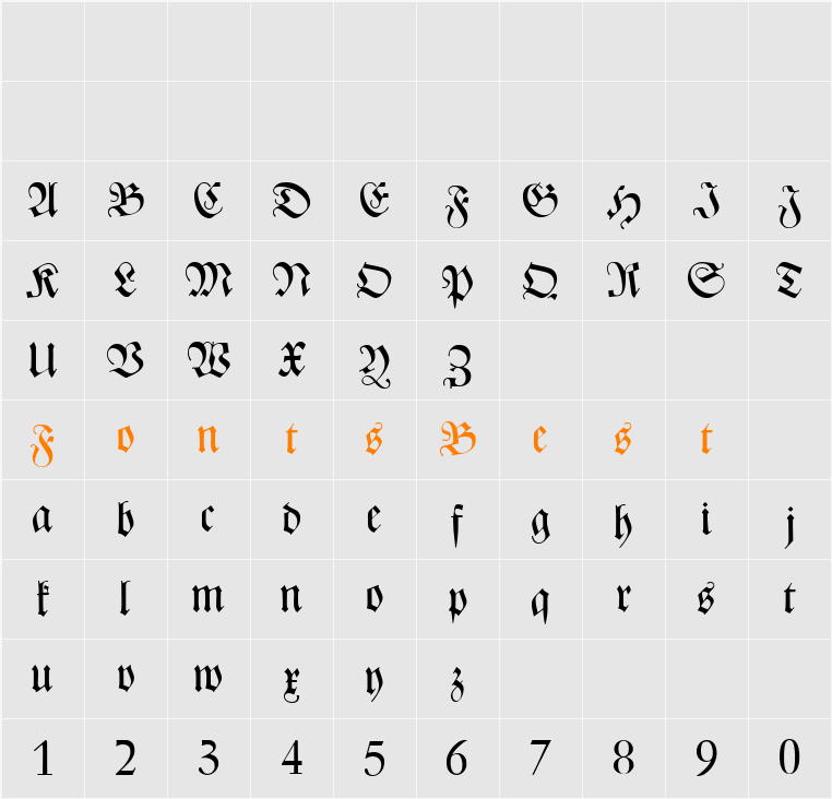 CAT Zentenaer Fraktur UNZ1 Character Map