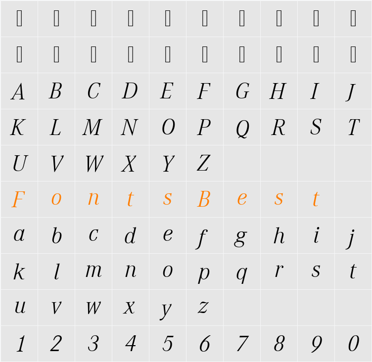 CorpoALig Character Map