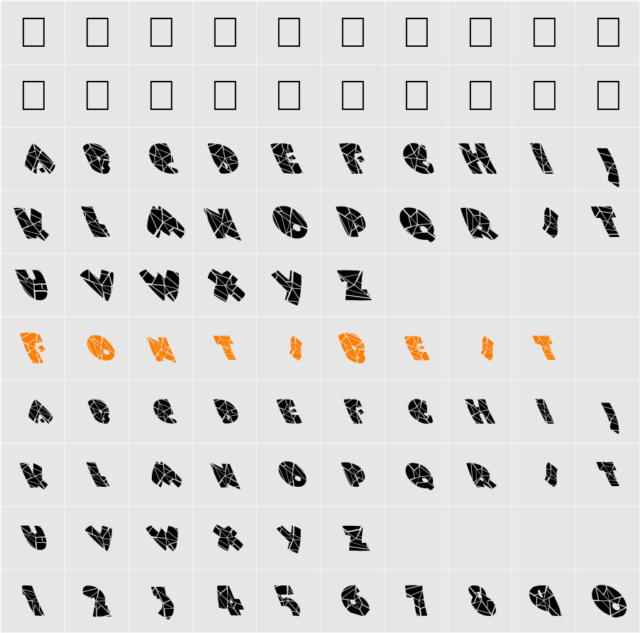 FZ JAZZY 9 CRACKED LEFTY Character Map