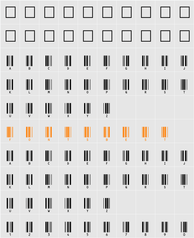 Barcode3_9AL Character Map