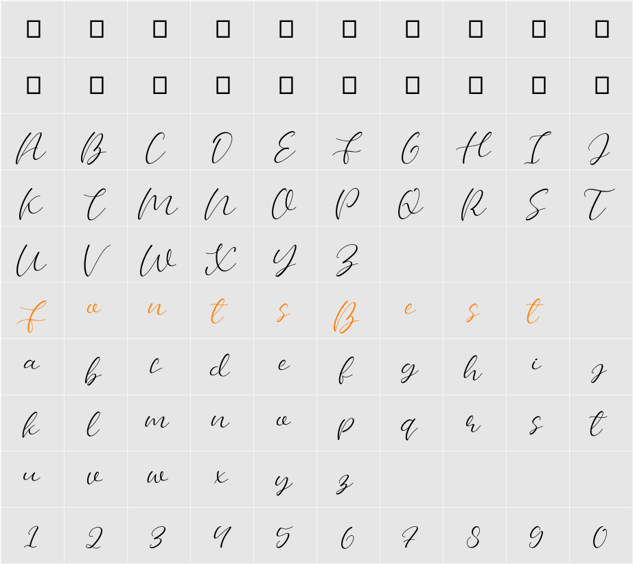 Bellany Character Map