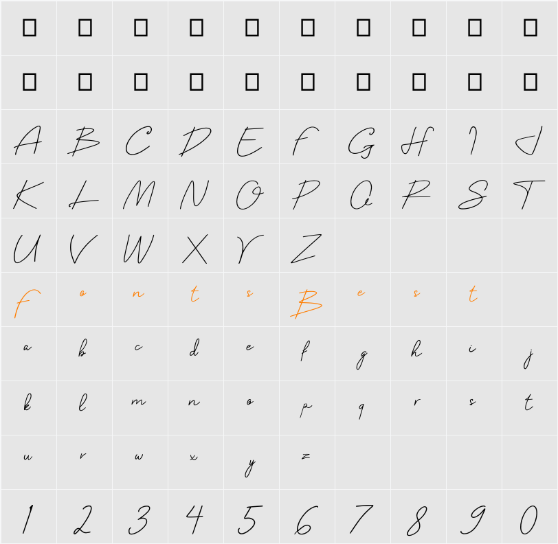 Belliniaja Character Map