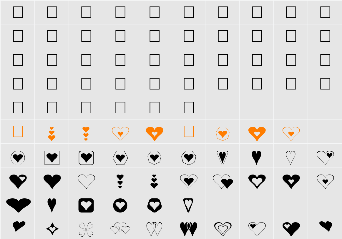 Hearts for 3D FX Character Map