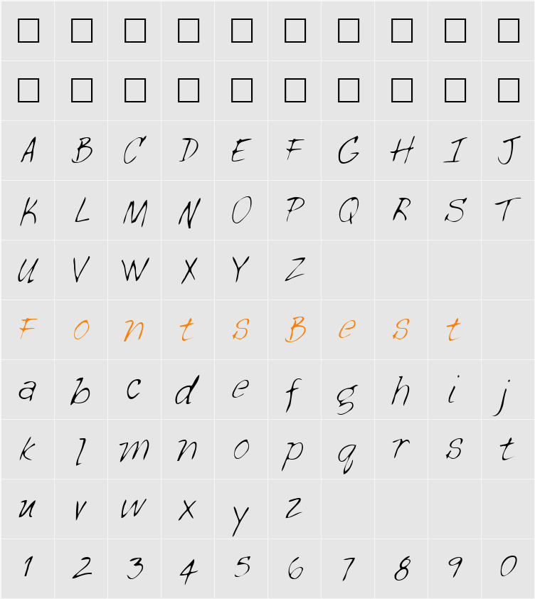 Bade Character Map