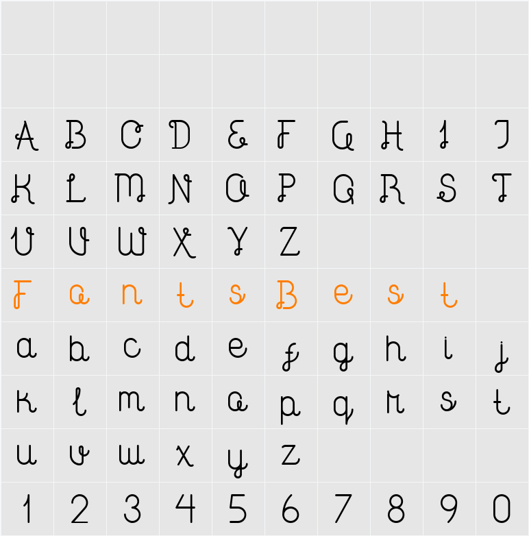 Brownice Character Map