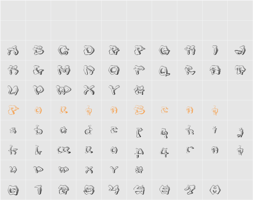 Mondrongo Gradient Character Map
