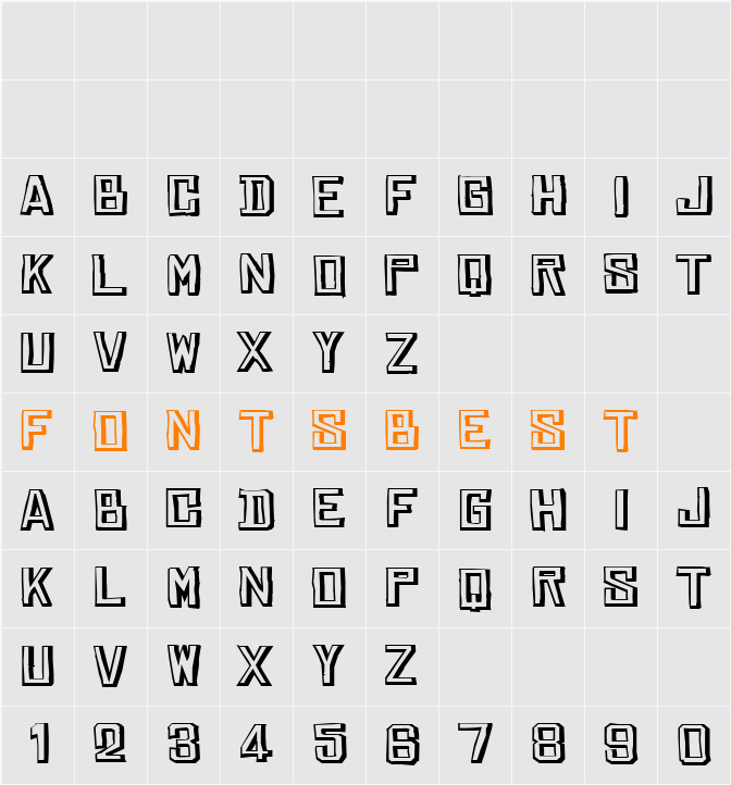 Chinese Rocks WideShaded Character Map