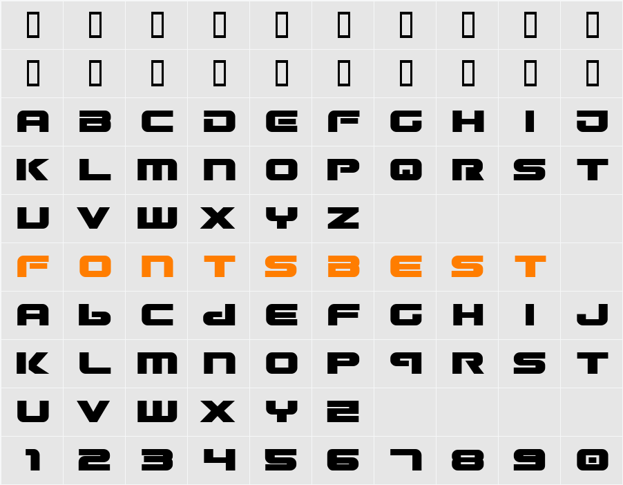 Gunship Bold Character Map