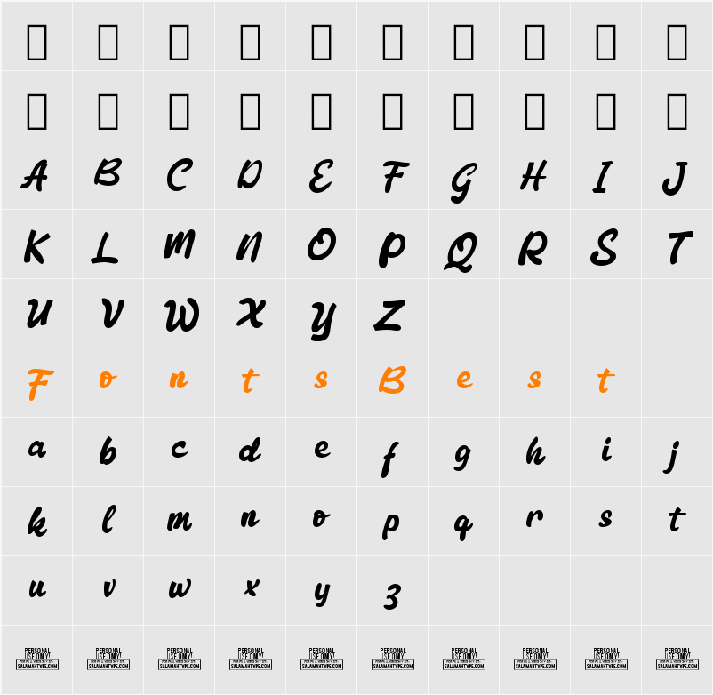 Archolate Character Map