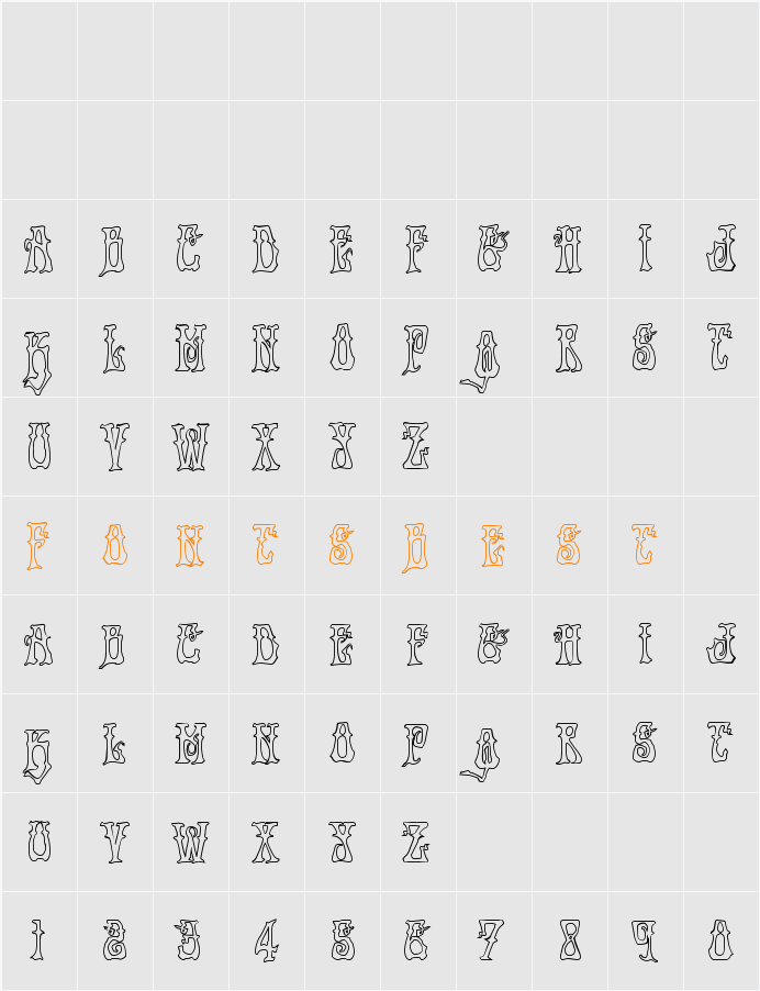 Instant Zen Outline Character Map