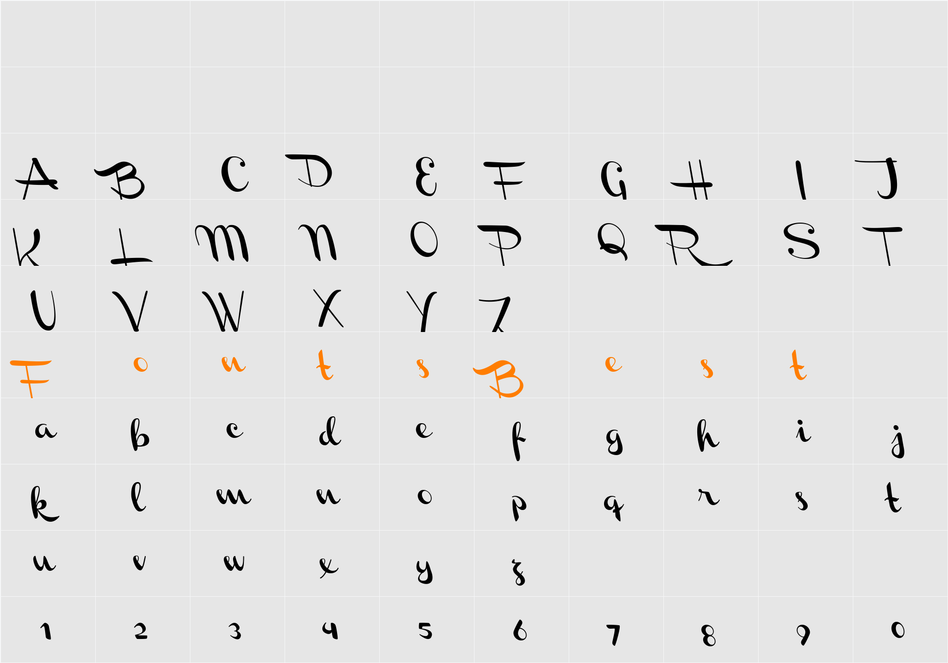 Channel Left-Slanted Character Map