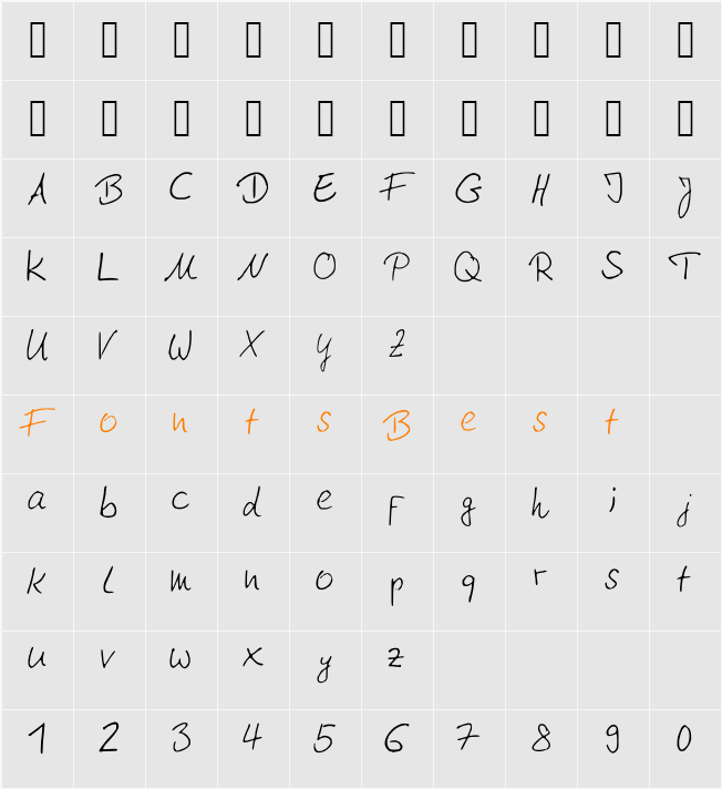 ModernGermanHandwriting Character Map