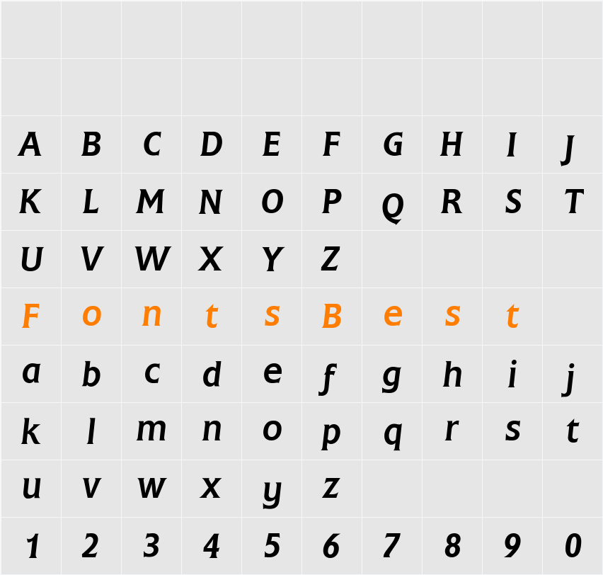 Flange BQ Character Map