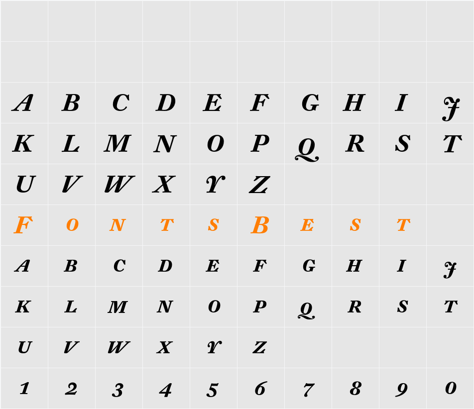 DTL Fleischmann D Caps Character Map