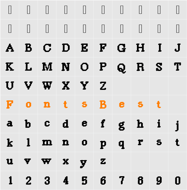 DTCRoughM39 Character Map