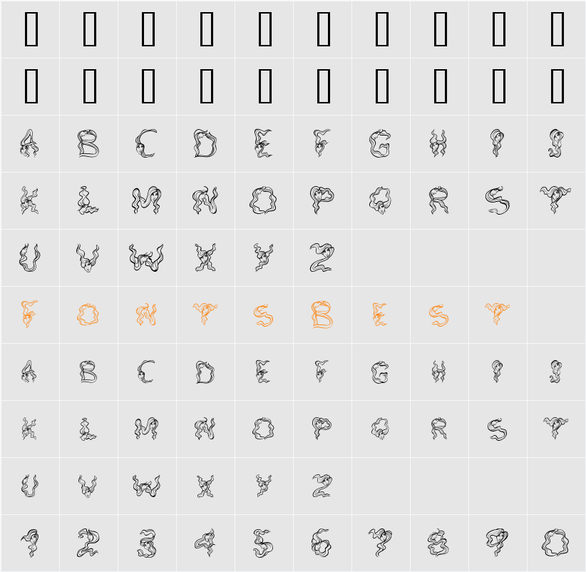 AlphaWomanHair Character Map