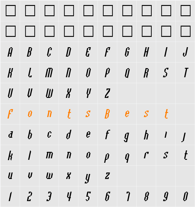 BaccusBevel Character Map