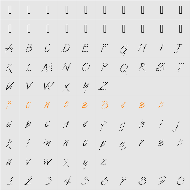 DTCVanDijkM13 Character Map