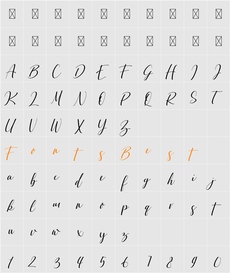 Ardinta Character Map