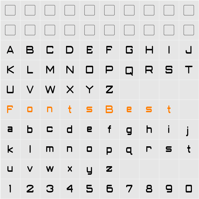 Classic Robot Condensed Character Map