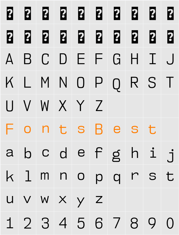 NK57 Monospace Sc Bk Character Map