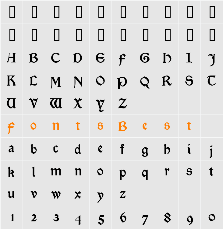 Morris Black Character Map