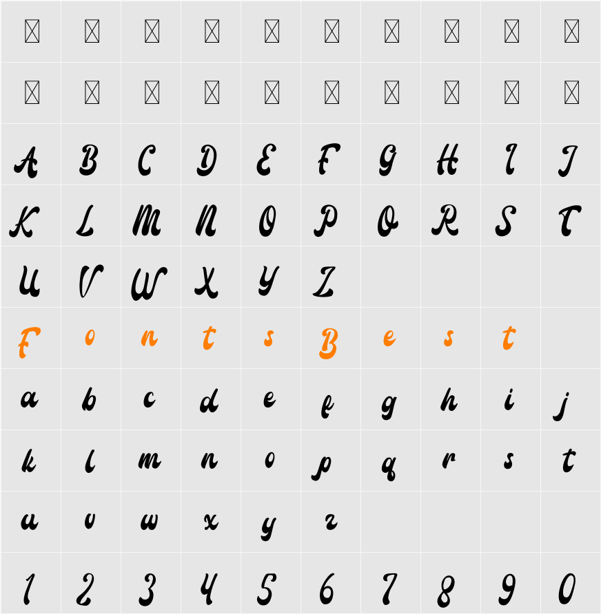 Amigos Script Character Map