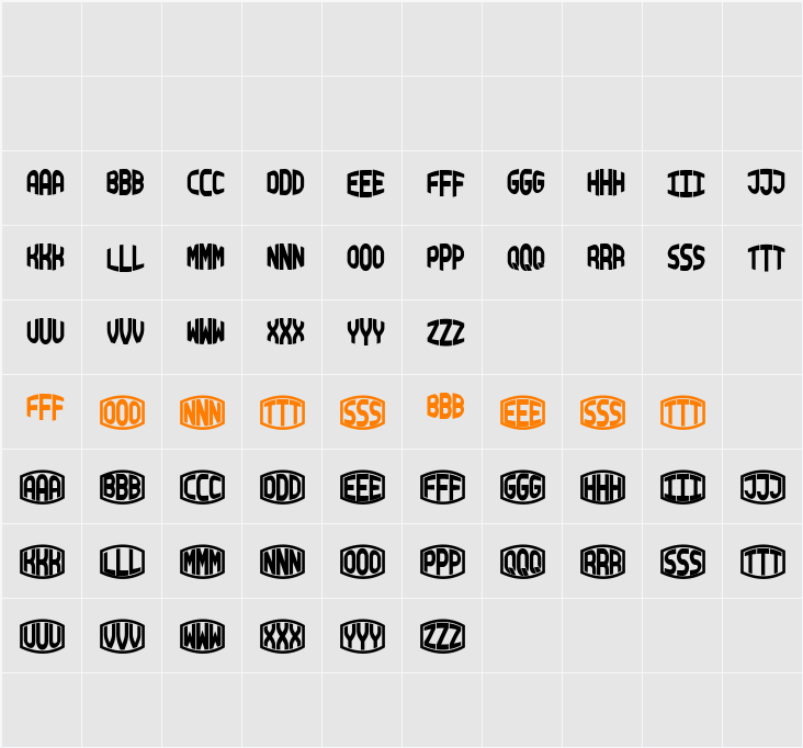 Blocky Monogram Character Map