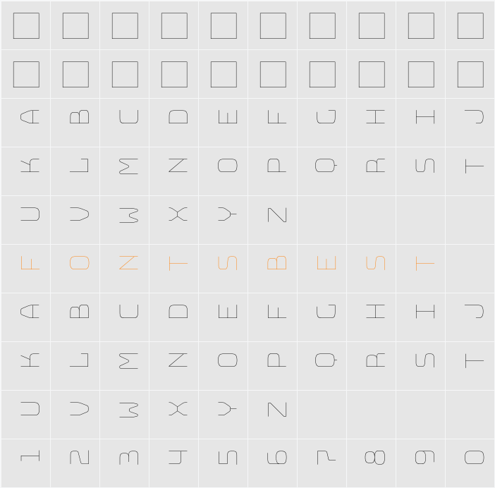 Bungee Layers Rotated Inline Character Map