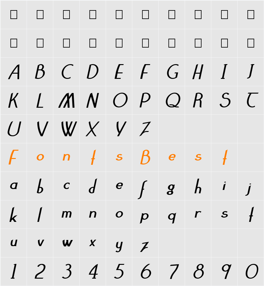 Claritty_BoldItalic Character Map