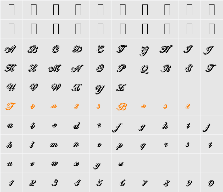 BallantinesShadow-Medium Character Map