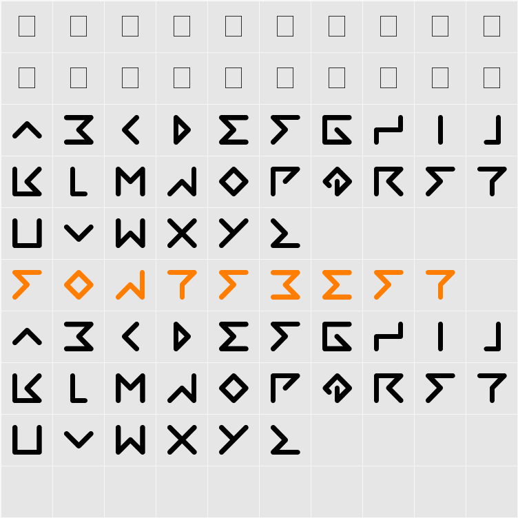 DIRECTION Character Map