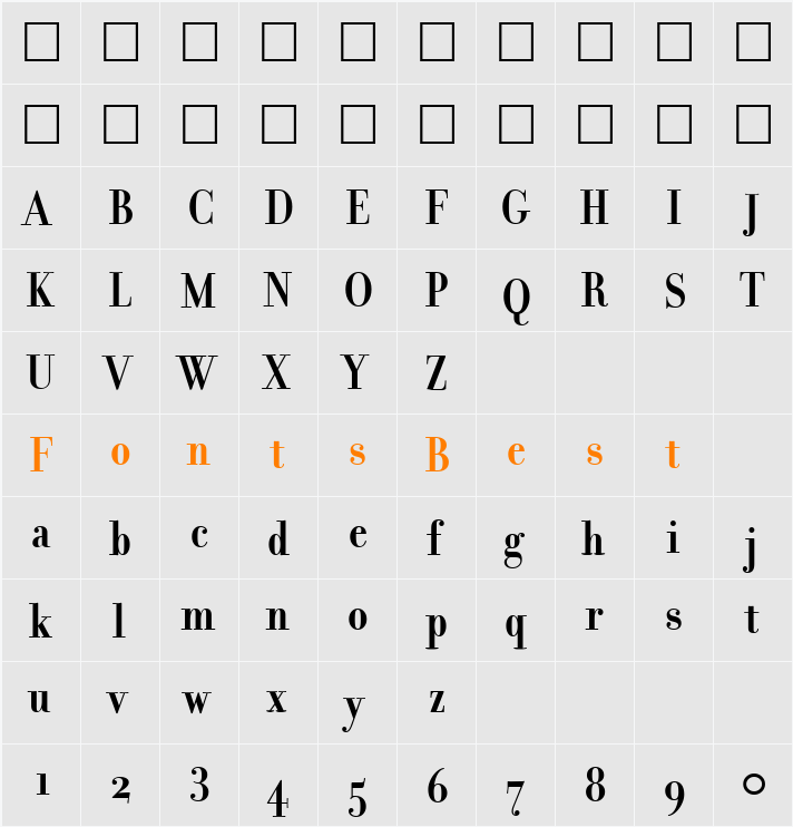 FilosofiaGrandBold Character Map