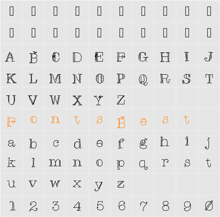 ChristinasFont Character Map