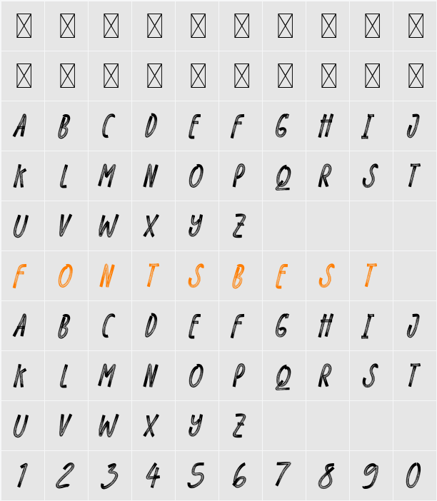 BLOGGER 1983 BRUSH Character Map