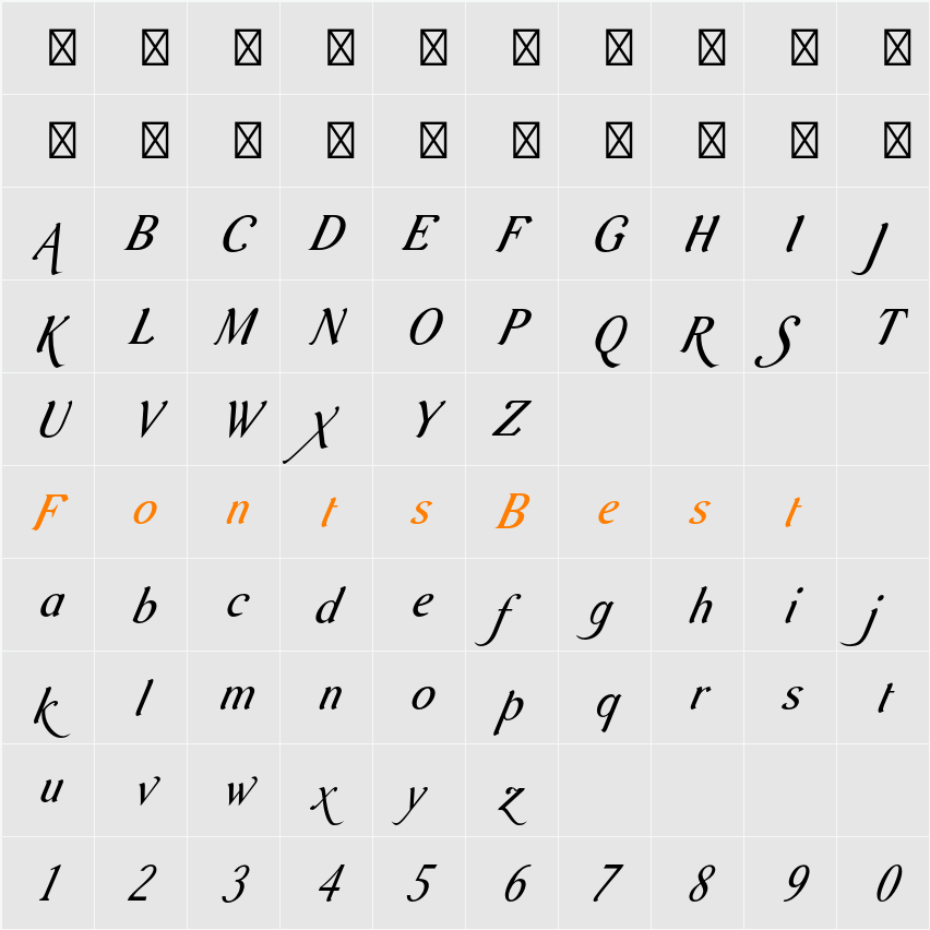 Aurelis ADF Script No2 Std Cond Character Map