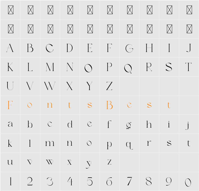 Balinest Character Map